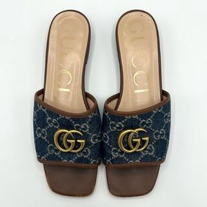 Gucci Blue and Brown Sandals